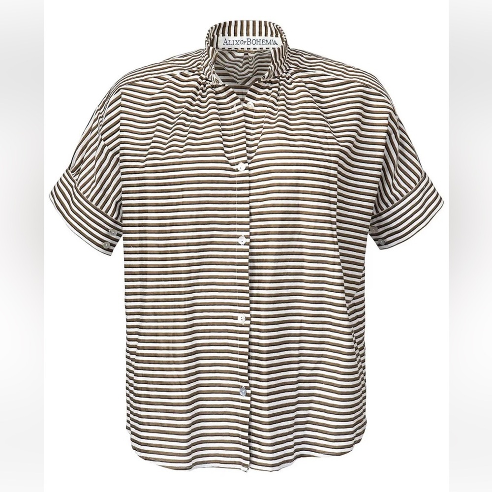 Alix of Bohemia Women's Kitsey Stripe Cotton Shirt‎ XS